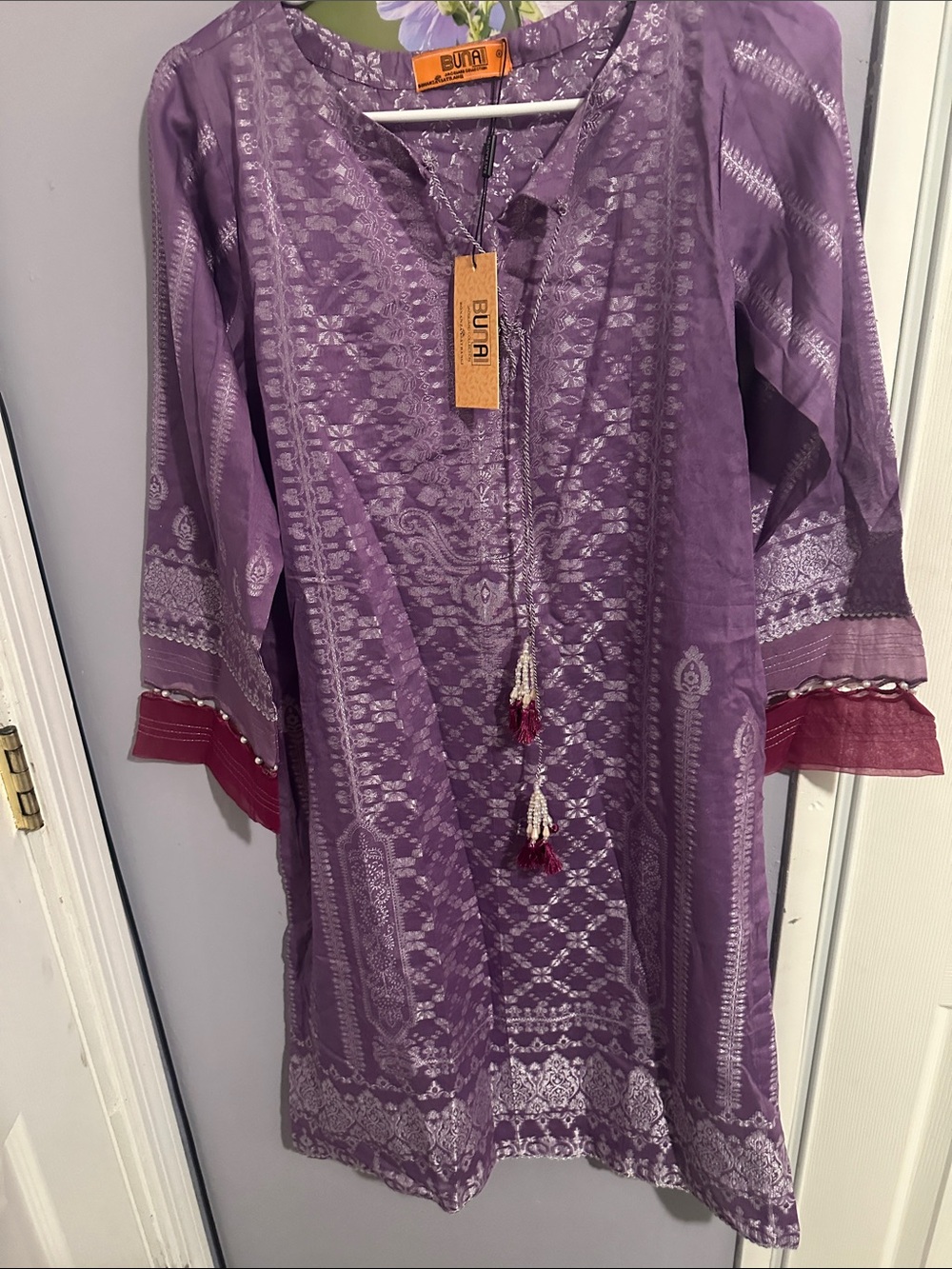 Purple Embroidered Women’s Dress lawn fabric